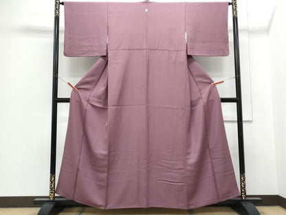 平和屋着物●上質な色無地　霞地紋　浅蘇芳色　正絹　逸品　CABH3827th
