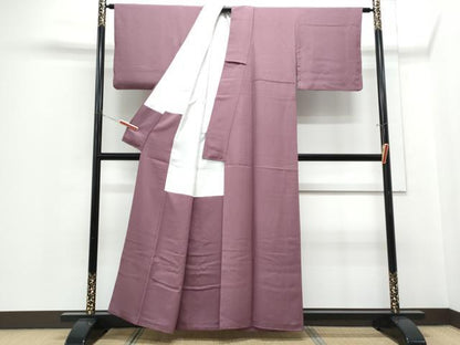 平和屋着物●上質な色無地　霞地紋　浅蘇芳色　正絹　逸品　CABH3827th
