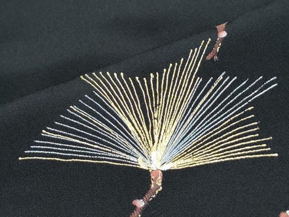平和屋着物■豪華黒留袖　手描き　枝松文　金彩　正絹　逸品　CABH3832th