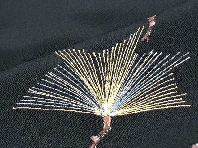 平和屋着物■豪華黒留袖　手描き　枝松文　金彩　正絹　逸品　CABH3832th