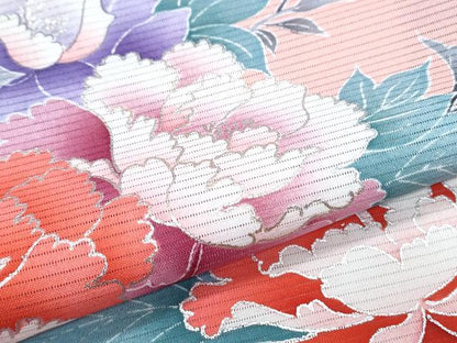 平和屋着物＊夏物　黒留袖　絽　孔雀花文　銀彩　洗える着物　CABH3835th