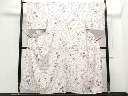 平和屋着物＊夏物　小紋　絽　舞花文　金彩　正絹　逸品　CABH3836th