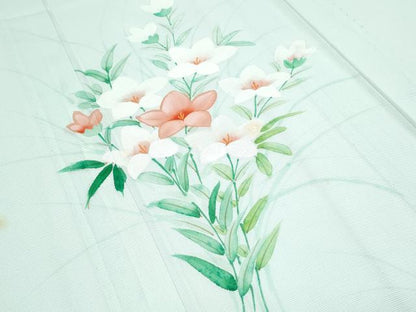 平和屋着物＊夏物　訪問着　絽　草花文　正絹　逸品　CABH3839th