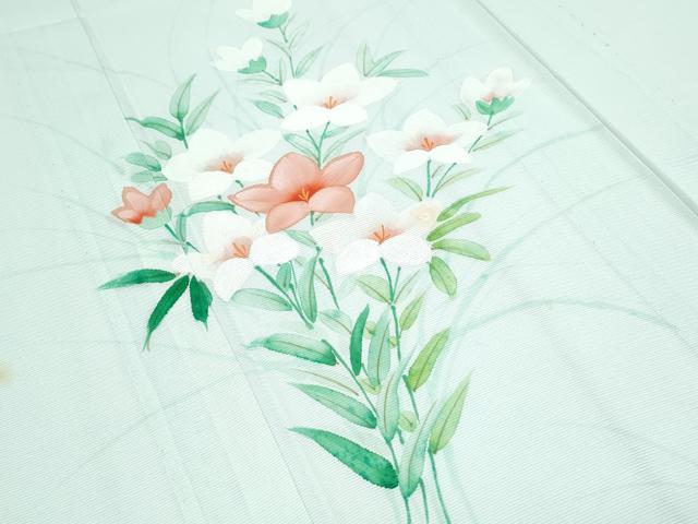 平和屋着物＊夏物　訪問着　絽　草花文　正絹　逸品　CABH3839th