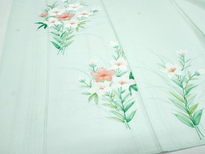 平和屋着物＊夏物　訪問着　絽　草花文　正絹　逸品　CABH3839th