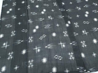平和屋着物＊夏物　紗紬　琉球絣文様　黒地　正絹　逸品　CABH3840th