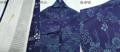 平和屋着物＊夏物　小紋　絽　型染め　流水花文　正絹　逸品　CABH3841th