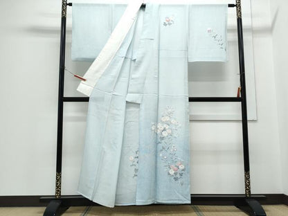 平和屋着物＊夏物　訪問着　絽　友禅　芝草花文　正絹　逸品　CABH3842th