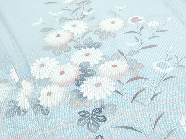 平和屋着物＊夏物　訪問着　絽　友禅　芝草花文　正絹　逸品　CABH3842th