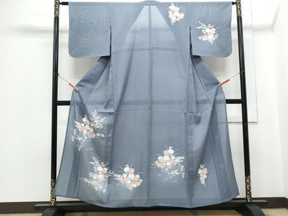 平和屋着物＊夏物　訪問着　絽　友禅　籬流水花文　正絹　逸品　CABH3843th
