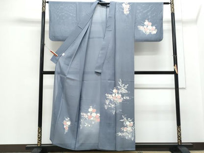 平和屋着物＊夏物　訪問着　絽　友禅　籬流水花文　正絹　逸品　CABH3843th