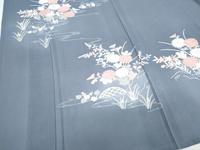 平和屋着物＊夏物　訪問着　絽　友禅　籬流水花文　正絹　逸品　CABH3843th