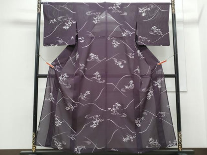 平和屋着物＊夏物　小紋　絽　風景文　正絹　逸品　CABH3844th