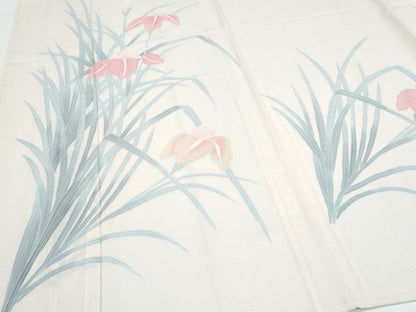 平和屋着物＊夏物　訪問着　絽　友禅　草花文　正絹　逸品　CABH3849th