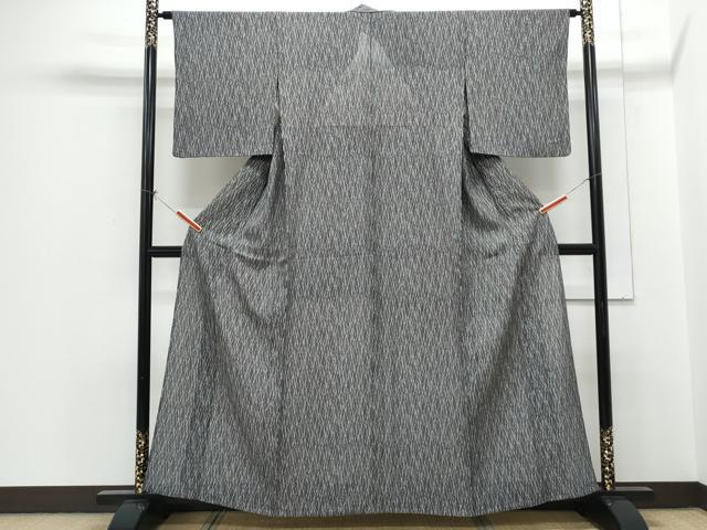 平和屋着物＊夏物　小紋　籬文　黒地　正絹　逸品　CABH3850th