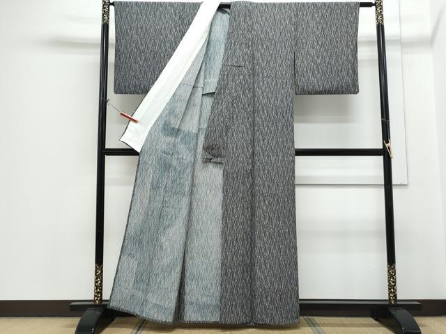 平和屋着物＊夏物　小紋　籬文　黒地　正絹　逸品　CABH3850th