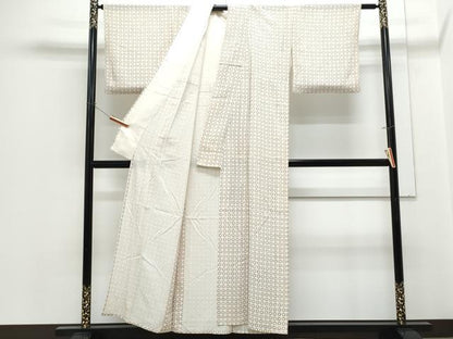 平和屋着物＊夏物　小紋　絽　丸文　正絹　逸品　CABH3851th