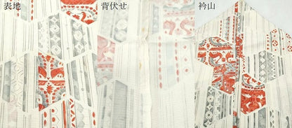 平和屋着物＊夏物　小紋　絽　亀甲吉祥花鳥文　正絹　逸品　CABH3854th