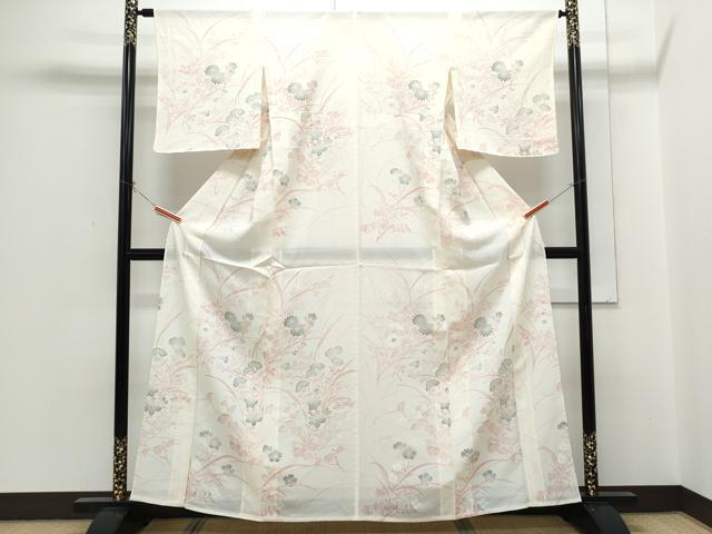 平和屋着物＊夏物　訪問着　絽　草花文　正絹　逸品　CABH3856th