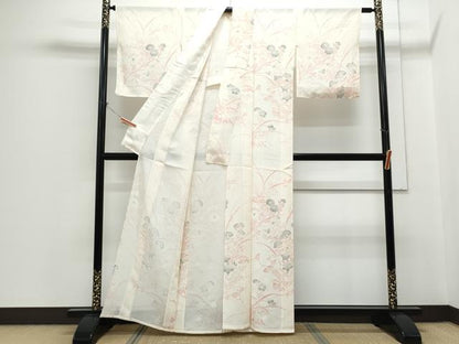 平和屋着物＊夏物　訪問着　絽　草花文　正絹　逸品　CABH3856th