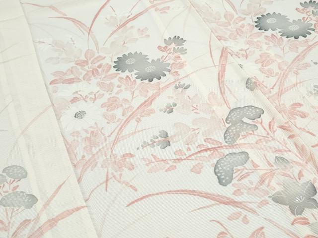 平和屋着物＊夏物　訪問着　絽　草花文　正絹　逸品　CABH3856th