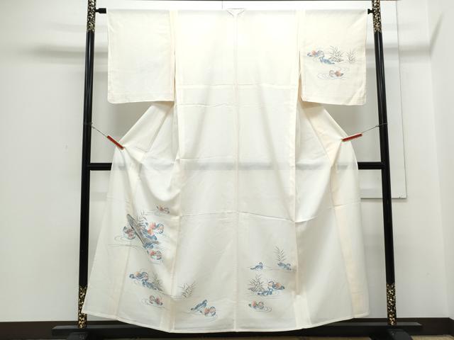 平和屋着物＊夏物　訪問着　手描き　船　鴛鴦花文　正絹　逸品　CABH3858th