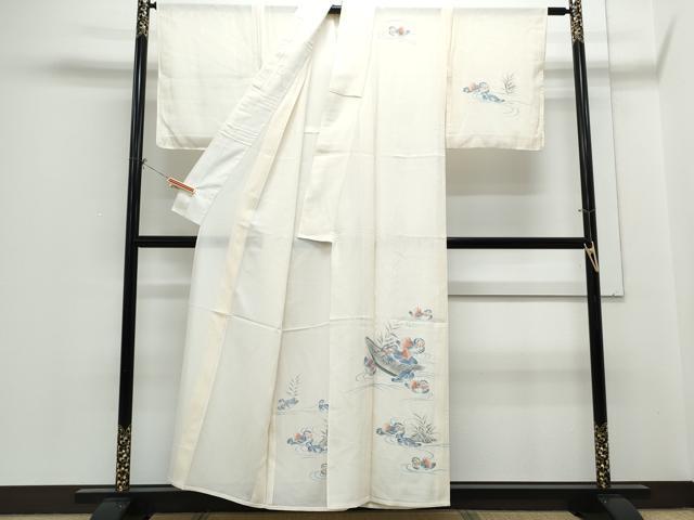 平和屋着物＊夏物　訪問着　手描き　船　鴛鴦花文　正絹　逸品　CABH3858th