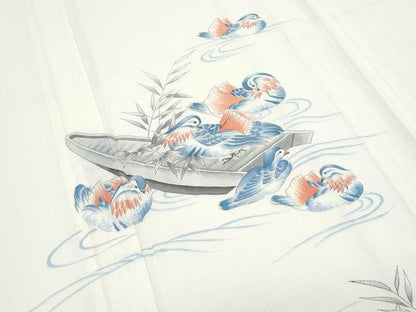 平和屋着物＊夏物　訪問着　手描き　船　鴛鴦花文　正絹　逸品　CABH3858th