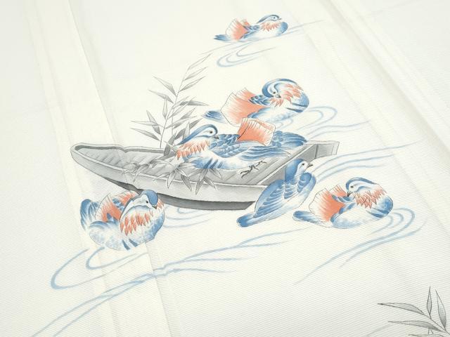 平和屋着物＊夏物　訪問着　手描き　船　鴛鴦花文　正絹　逸品　CABH3858th