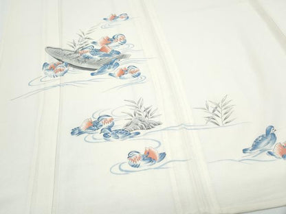 平和屋着物＊夏物　訪問着　手描き　船　鴛鴦花文　正絹　逸品　CABH3858th