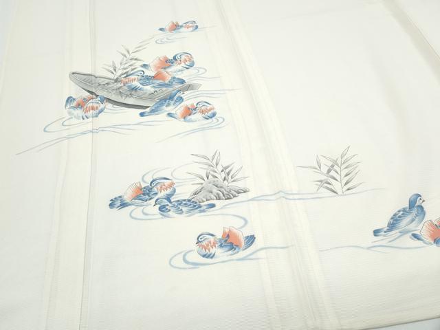 平和屋着物＊夏物　訪問着　手描き　船　鴛鴦花文　正絹　逸品　CABH3858th