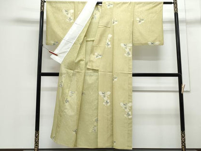 平和屋着物＊夏物　小紋　紗　藍　舞花文　正絹　逸品　CABH3860th