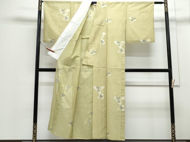 平和屋着物＊夏物　小紋　紗　藍　舞花文　正絹　逸品　CABH3860th