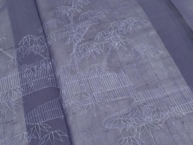 平和屋着物＊夏物　訪問着　紗紬　笹竹地紋　鉄紺色　正絹　逸品　CABH3862th