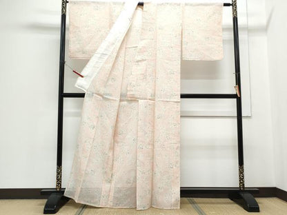 平和屋着物＊夏物　紗紬　更紗花文　正絹　逸品　CABH3863th