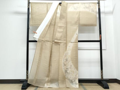 平和屋着物＊夏物　訪問着　紗紬　道長草花文　正絹　逸品　CABH3865th
