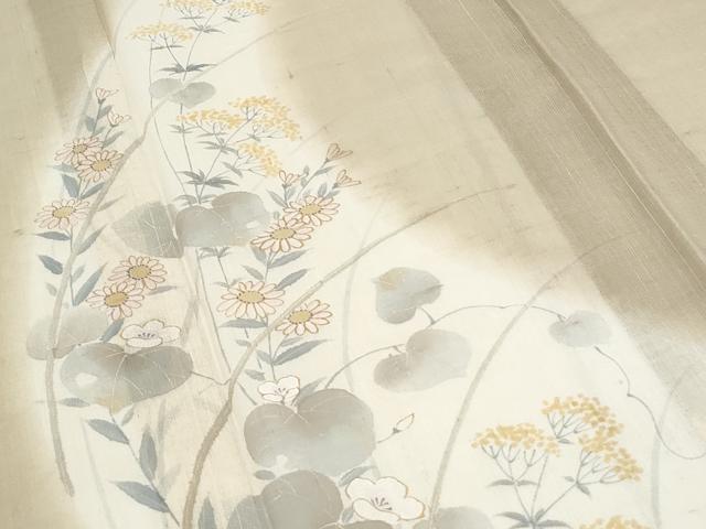 平和屋着物＊夏物　訪問着　紗紬　道長草花文　正絹　逸品　CABH3865th