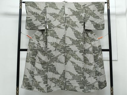 平和屋着物＊夏物　小紋　縮織　草葉文　CABH3869th