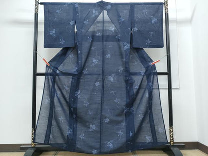 平和屋着物＊夏物　紗紬　草花文　正絹　逸品　CABH3871th