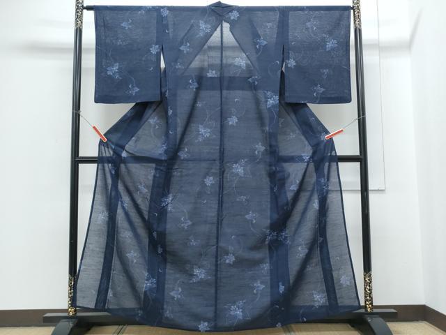平和屋着物＊夏物　紗紬　草花文　正絹　逸品　CABH3871th