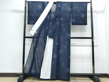 平和屋着物＊夏物　紗紬　草花文　正絹　逸品　CABH3871th