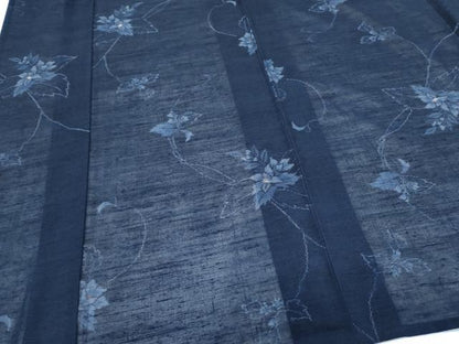 平和屋着物＊夏物　紗紬　草花文　正絹　逸品　CABH3871th