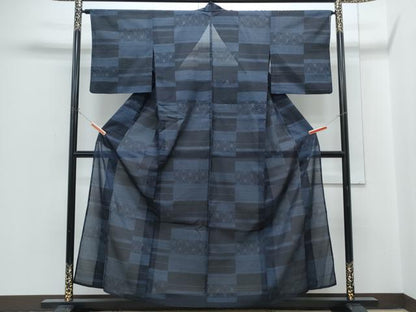 平和屋着物＊夏物　紗紬　横段吉祥文　正絹　逸品　CABH3872th