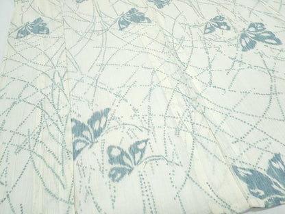 平和屋着物＊夏物　小紋　縮織　舞蝶文　CABH3878th