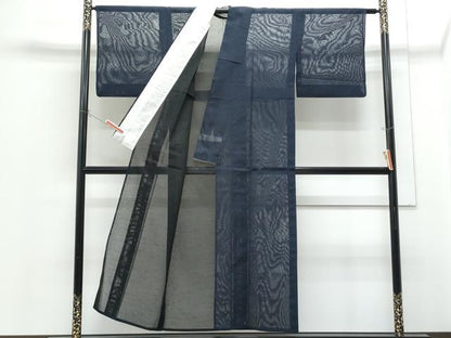 平和屋着物＊夏物　色無地　流水紋紗　留紺色　正絹　逸品　CABH3881th