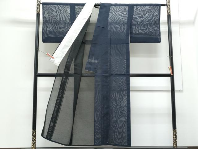 平和屋着物＊夏物　色無地　流水紋紗　留紺色　正絹　逸品　CABH3881th