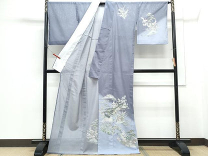 平和屋着物＊夏物　訪問着　絽　風景文　金彩　洗える着物　CABH3882th