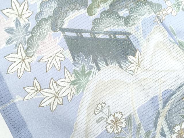 平和屋着物＊夏物　訪問着　絽　風景文　金彩　洗える着物　CABH3882th
