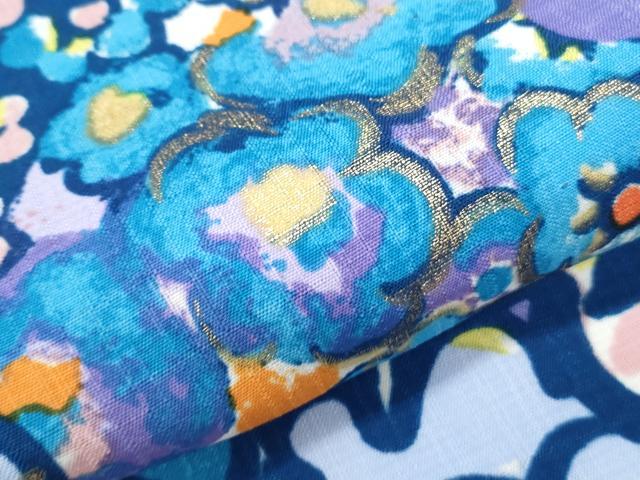 平和屋着物＊夏物　セオアルファ　小紋・浴衣兼用　tsumori chisato　花尽し　金彩　洗える着物　未使用　CABH3884th