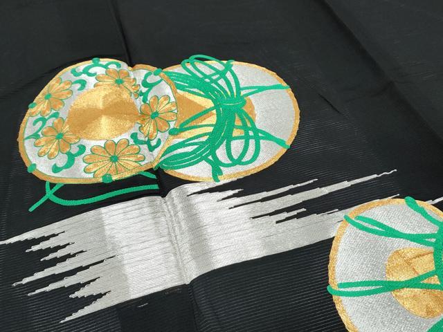 平和屋着物＊夏物　黒留袖　絽　駒刺繍　鼓花文　洗える着物　CABH3887th